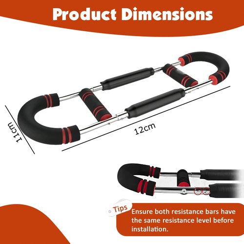 Twister Arm Trainer & 1 Pair Grip pad ,60-100lb Adjustable Chest & Arm Workout Tool with 2 Spring & Training Poster for Men & Women,Muscle Builder & Strength Training for Arms, Chest (Red)