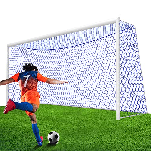 Soccer Goal Net Replacement 24x8FT Blue - Standard Size, Weather-Resistant, Durable Nylon Mesh with 4in Hexagon Mesh, Variation of Blue / Standard 24' W x 8' H x 3' D x 8' B