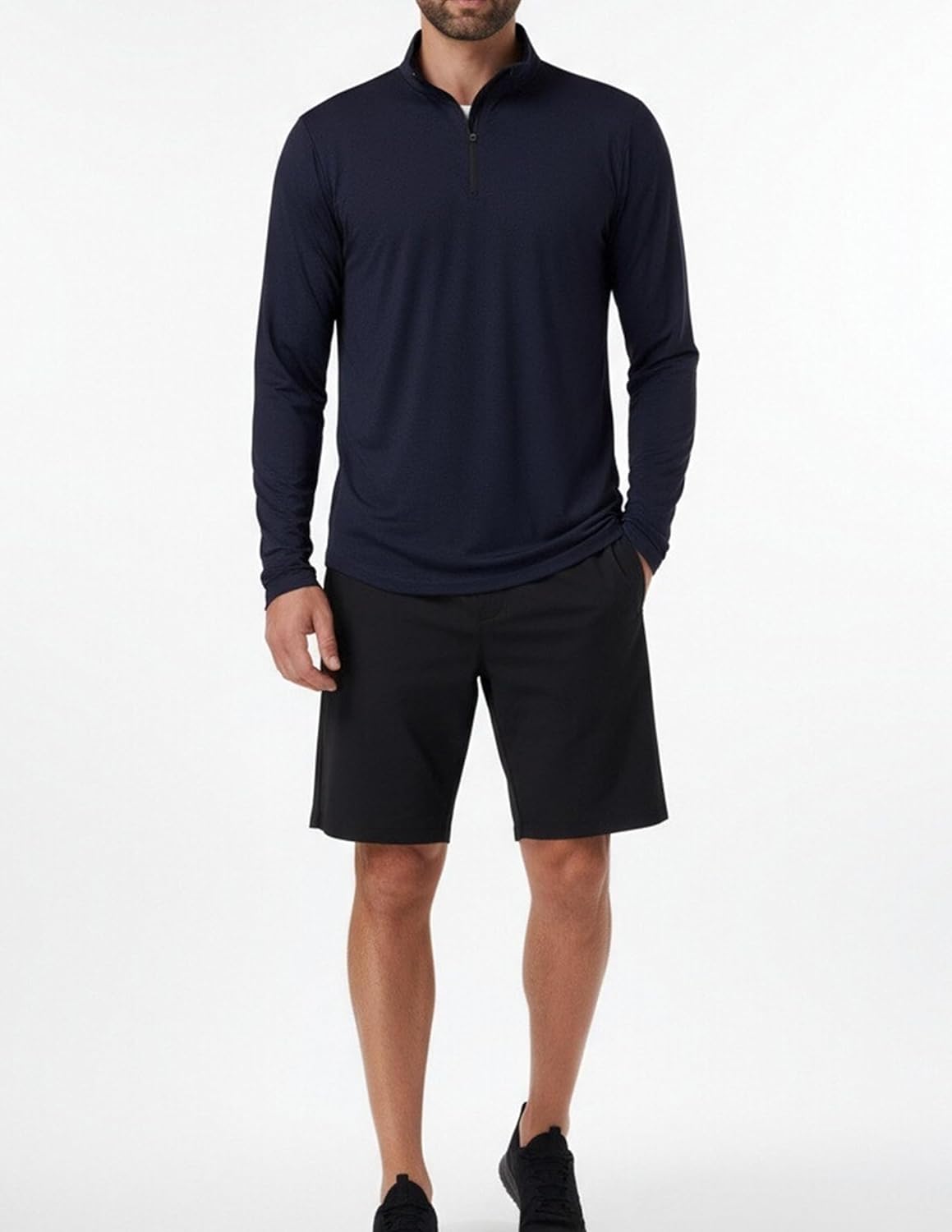OYGSieg Men's Quarter Zip Pullover - Lightweight Quick-Dry Athletic Tops | 4 Pack, Casual Style