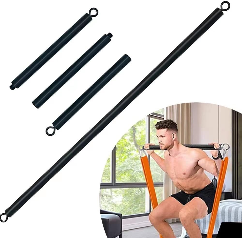 Tuyzhrymlic Resistance Band Bar Adjustable Three Part for Full Body Workout, Pilates Portable Lifting Fitness Bar for Core Muscle Lower Body Strength Exercise Training