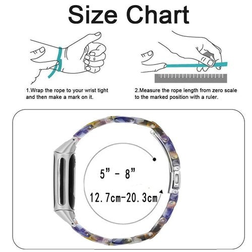 Omter Compatible with Resin Fitbit Charge 5 Band for Women Men Replacement Adjustable Wirstband Strap Bracelet(Flower Blue)