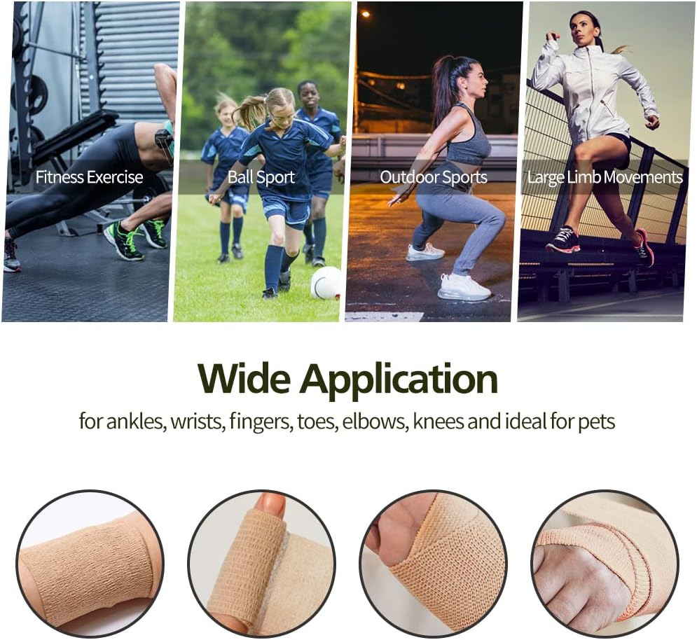 Self-Adhesive Bandage Wraps by 12Pcs | 2in x 5 Yards - Ideal for Sports, Wrist, Ankle Support
