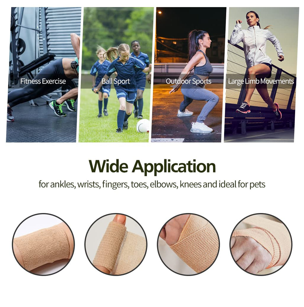 2" Self Adhesive Bandage Wraps, 6pcs Vet Wraps, Red, 5 Yard Self Adherent Wraps for Sports, Wrist, Ankle and Swelling