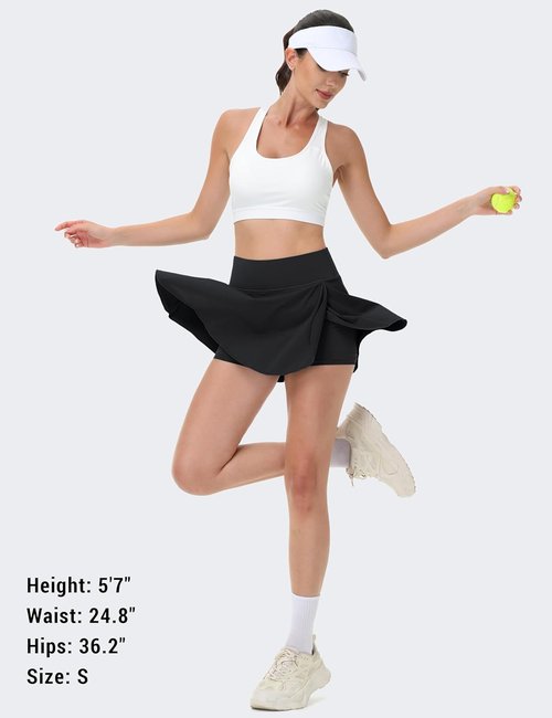 MAGCOMSEN Women's Tennis Skorts - High Waisted Golf Skirts with Pockets & Inner Shorts | Athletic Workout Gear