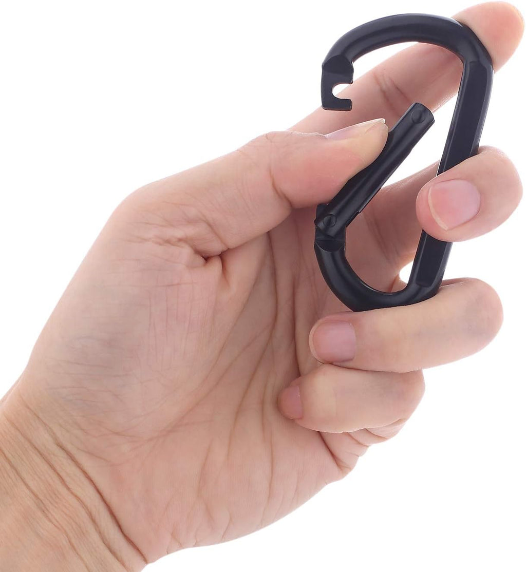 Skiennix Heavy-Duty 3-Inch Black Carabiner - Durable D-Shaped Steel Clip Buckle (4-Pack)
