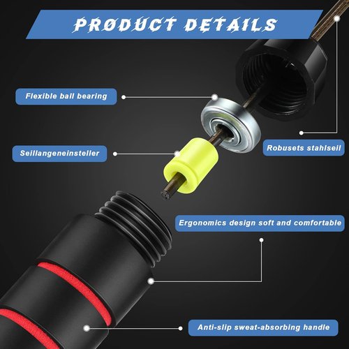 Junkin Jump Ropes - 12 Adjustable Speed Skipping Ropes with Foam Handles for Fitness | Cardio Training