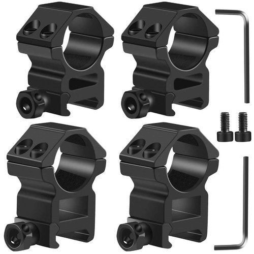 1'' Scope Rings, LONSEL 2Pcs High Profile & 2Pcs Medium Profile 1 Inch Scope Mount Rings for Picatinny Rail - Pack of 4