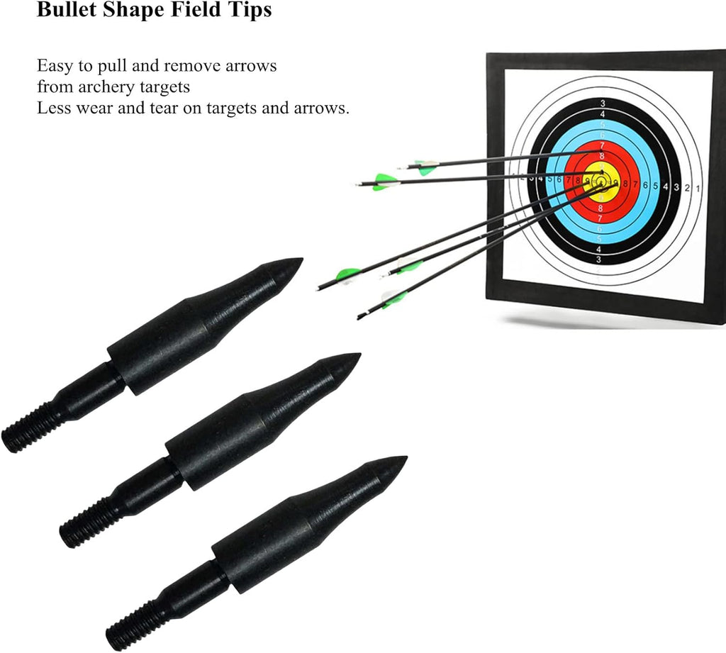 Skiennix 12pcs High Precision Crossbow Arrow Tips - Screw-In Bullet Points for 5/16 Inch Arrows | Ideal for Target Practice