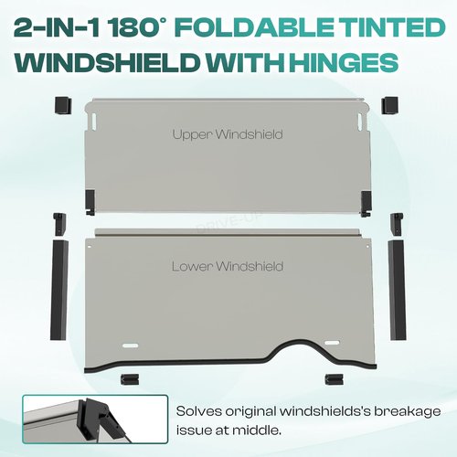 DRIVE UP Golf Cart Windshield, EZGO Golf Cart Windshield Fits for RXV 2008-Up Gas and Electric Golf Carts, Tinted Upgraded Windshield Foldable Impact Resistant and Anti-UV Protection