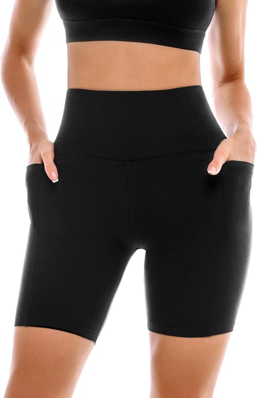 Ipletix Women's Biker Shorts - High Waisted Tummy Control | 2 Pack with Pockets for Yoga & Gym