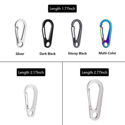 DOKEEP 10PCS Black Dog ID Tag Clips Holder 1.77 Inch Mini Custom Quick Release Hooks EDC Stainless Steel Heavy Duty Carabiner Spring-Load Hook for Dog Cat Collars Harnesses Leash (1.77 Inch)
