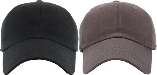 KBETHOS Classic Low Profile Cotton Baseball Cap - Adjustable Unconstructed Dad Hat in Black & Dark Gray