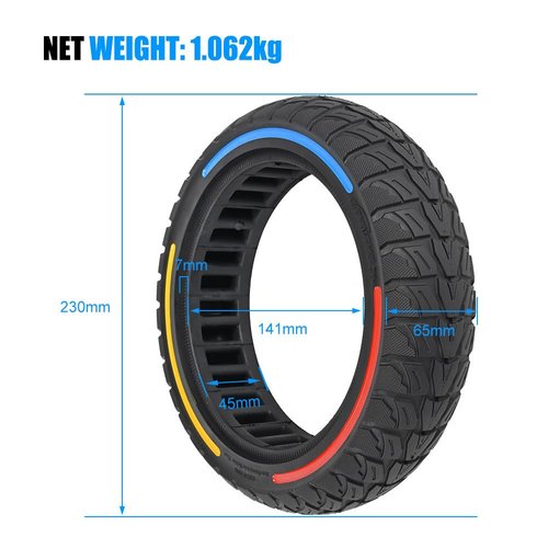 ZAITUO 9.5x2.5-6.1 9.5" Off-Road Honeycomb Tire, Air Pocket Non-Pneumatic Solid Tyre w/Slot 45mm Replacement for NIU KQi3 Pro/Max/Sport Scooter Electric KickScooter Tyre Wheel Parts (A x2)