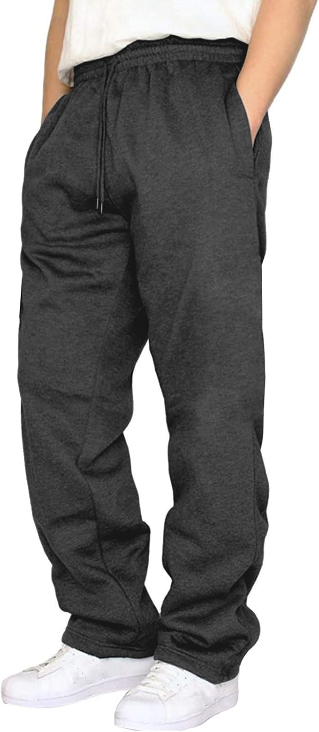 WaterWang Men's Fleece Joggers - Casual Loose Fit Athletic Sweatpants with Pockets | Comfortable Cotton