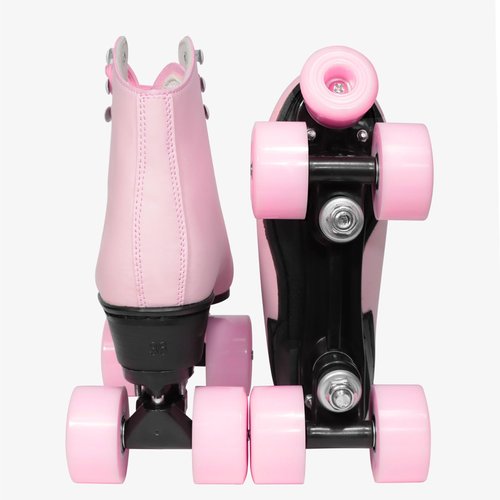 Wiwiy Roller Skates for Women Men, Leather High Top Double-Row Skates Pink, for Beginner Indoor Outdoor Roller Skates(Women's 8.5 / Men's 7.5)