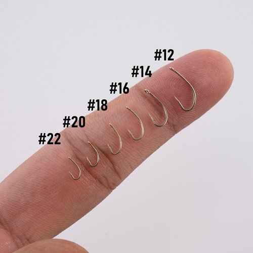 Dr.Fish 100 Pack Nymph Fly Hooks - Curved Shank Design for Emergers & Shrimp | Gold Finish