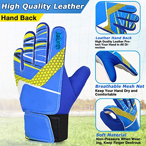 Kids Soccer Goalkeeper Gloves Blue Size 8 Anti-Slip Latex Hand Protection