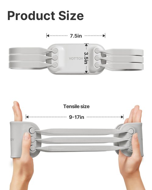 YOTTOY Adjustable Resistance Band Set,20–60 lbs with 6 Latex Bands,Exercise Bands for Home Gym, Workout Bands for Legs & Glutes, Elastic Bands for Exercise, Stretch Bands for Fitness Training (Grey)