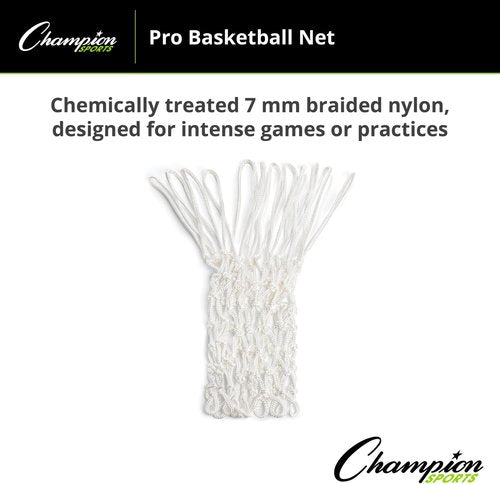Champion Sports Basketball Net - 7mm Non-Whip Loops - Durable 250g - White Color