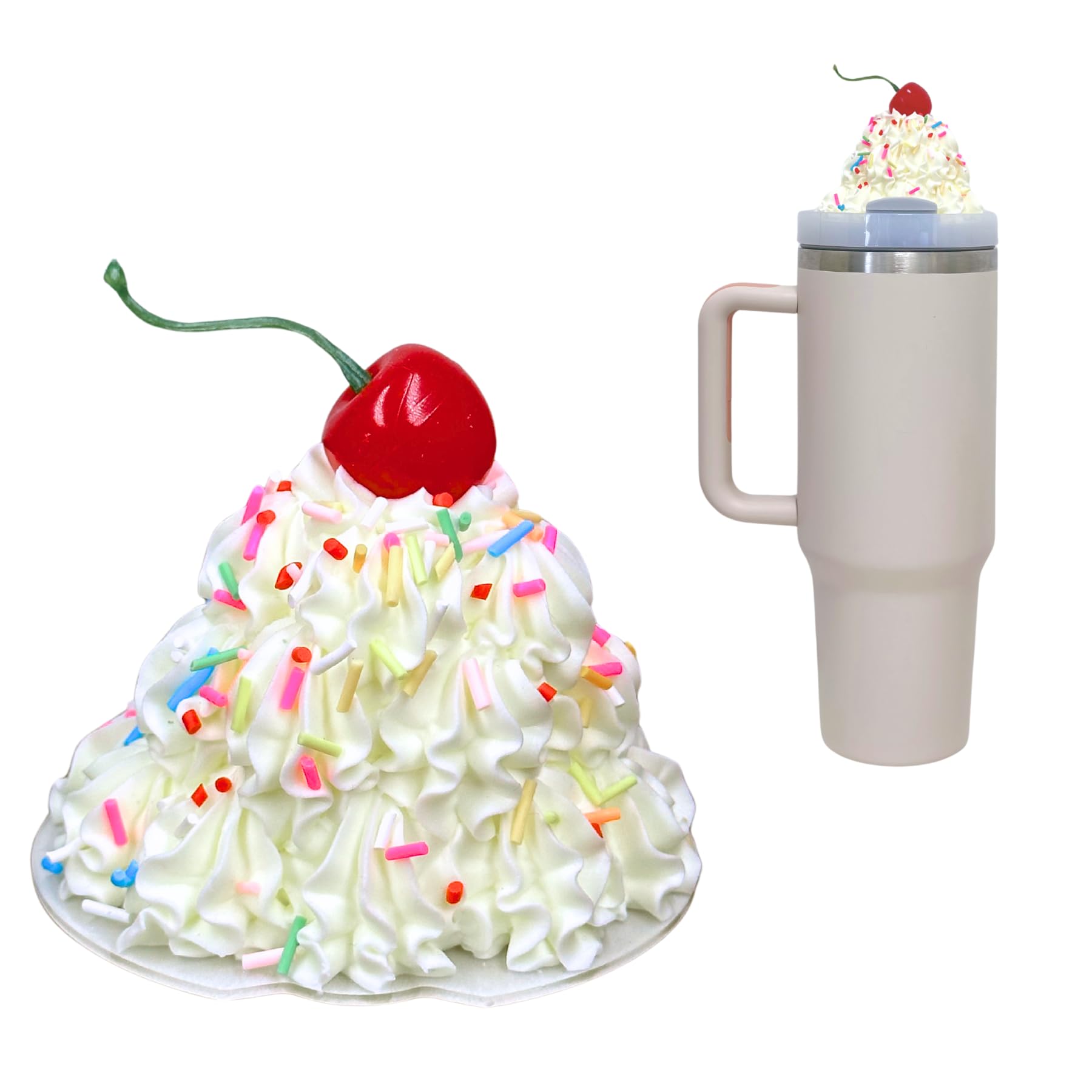 Romukuku Whipped Stanley Topper, Ice Cream Charms for Stanley Cups Accessories 40oz 30oz with Silicone Straw Cover Cap for Tumblers,Compatible with Stanley Cup Lid Accessories Charms (30 OZ)