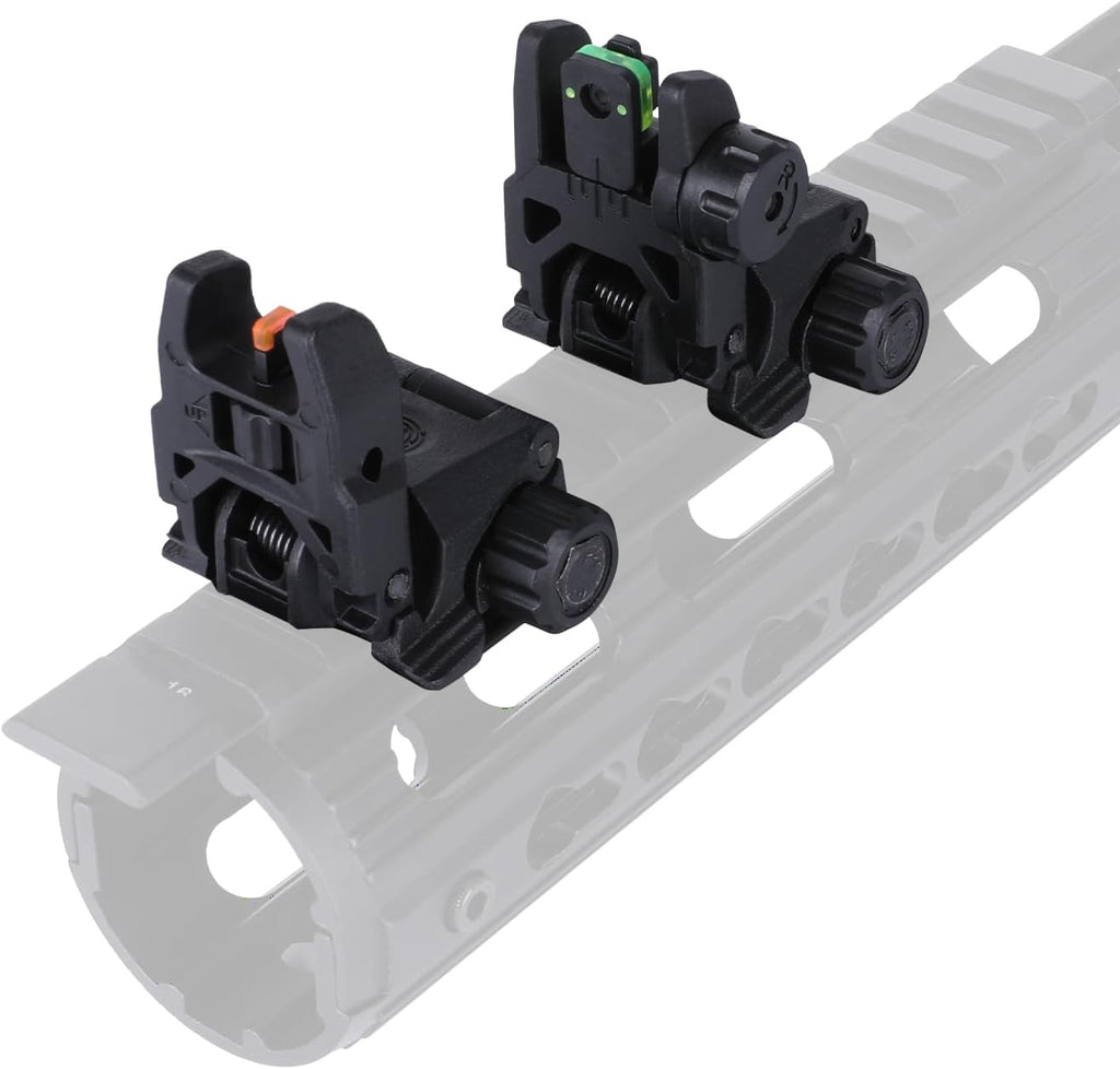 Skiennix Fiber Optic Sights - Tool-Free Adjustable Flip Up Front & Rear Backup Sights | Red & Green Dots
