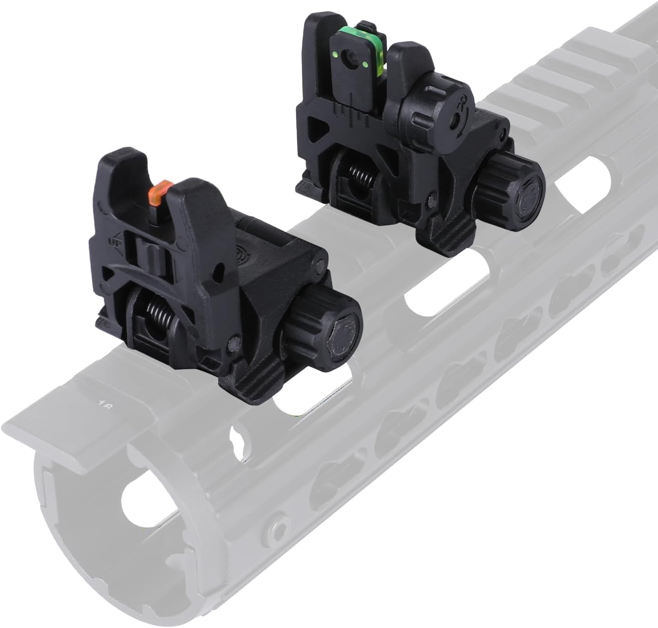 Skiennix Fiber Optic Sights - Tool-Free Adjustable Flip Up Front & Rear Backup Sights | Red & Green Dots