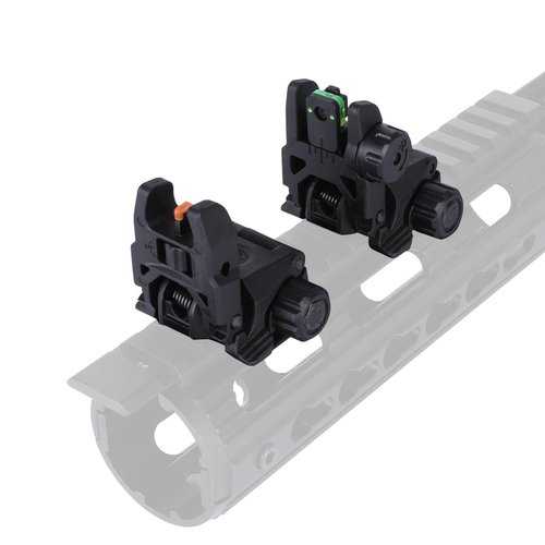 Fiber Optic Sights,Flip Up Front and Rear Backup Sights & Red Green Fiber Optics Dots,Tool-Free Adjustable Front Sight Rapid Transition