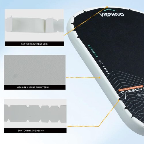Vispinvo Pickleball Paddle Edge Tape - 3 Pack | 23/26mm Width Pre-Cut V Design for Paddle Head Edge Guard | Racket Edge Protection Tape, No Wrinkling (White, 23mm)