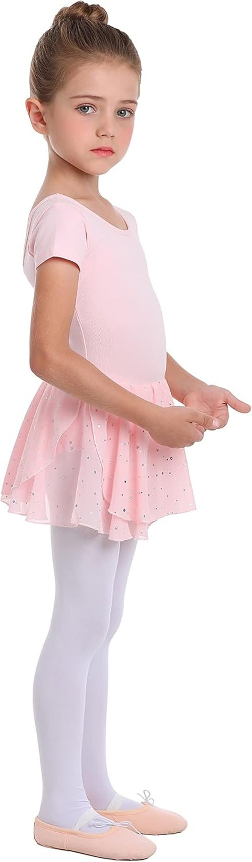 Danswan Toddler Girls' Ballet Leotard Dress - Long Sleeve Tutu Outfit with Glitter Skirt