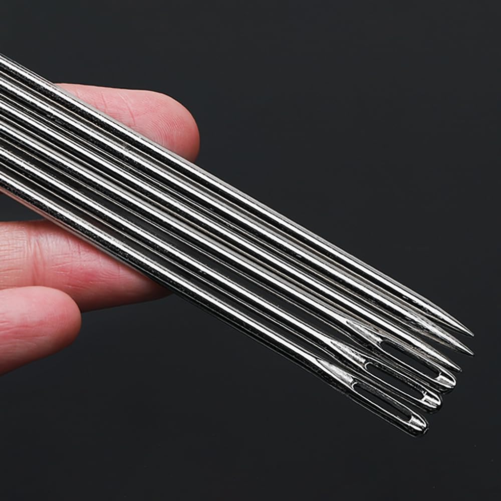 6" Professional Upholstery Needle 15cm Length 3mm Thickness, Big Eye Hand Sewing Needles for Stitching and Crafting Projects