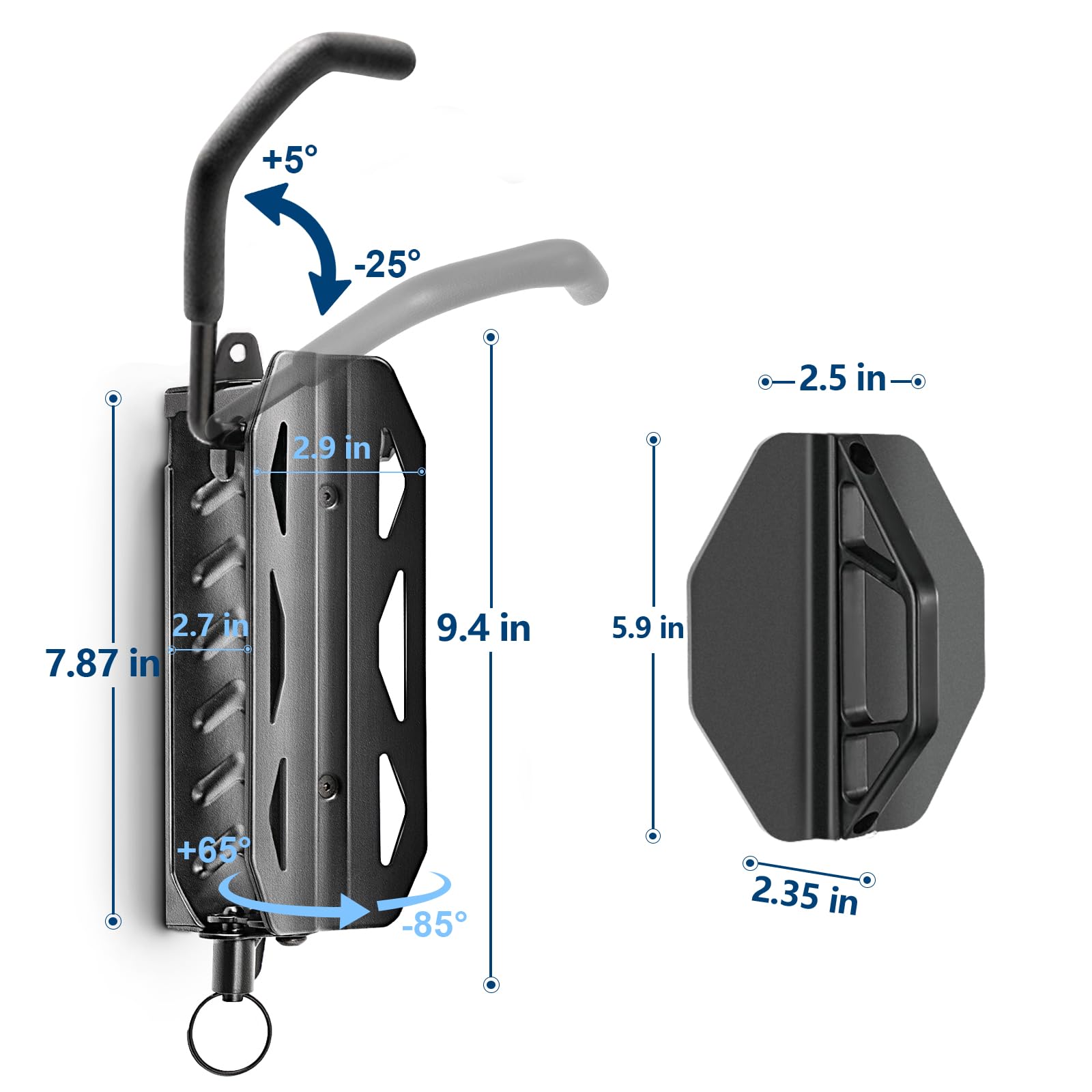 QAQ Swivel Bike Wall Mount, Vertical Bike Rack Garage Holds Up To 66lbs, Bike Hooks For Garage Space-Saving, Easy To Install -1 PACK