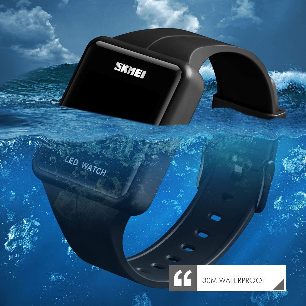 Gosasa Large Face LED Digital Watch Date Time 3Bar Waterproof Men Women Sports Watches(Black)