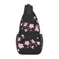 SURERUIM Cherry Blossom Sling Bag Abstract Japanese Pink Flowers and Petals on Branch Crossbody Backpack Cute Floral Print Chest Shoulder Bag Casual Sports Travel Hiking Daypack for Women Men