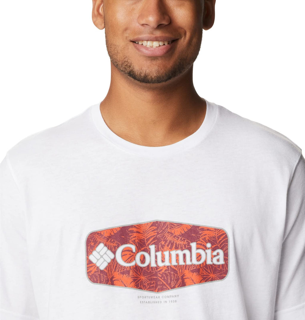 Columbia Men's Thistletown Hills Graphic Short Sleeve, White/Wanderland Graphic, X-Large