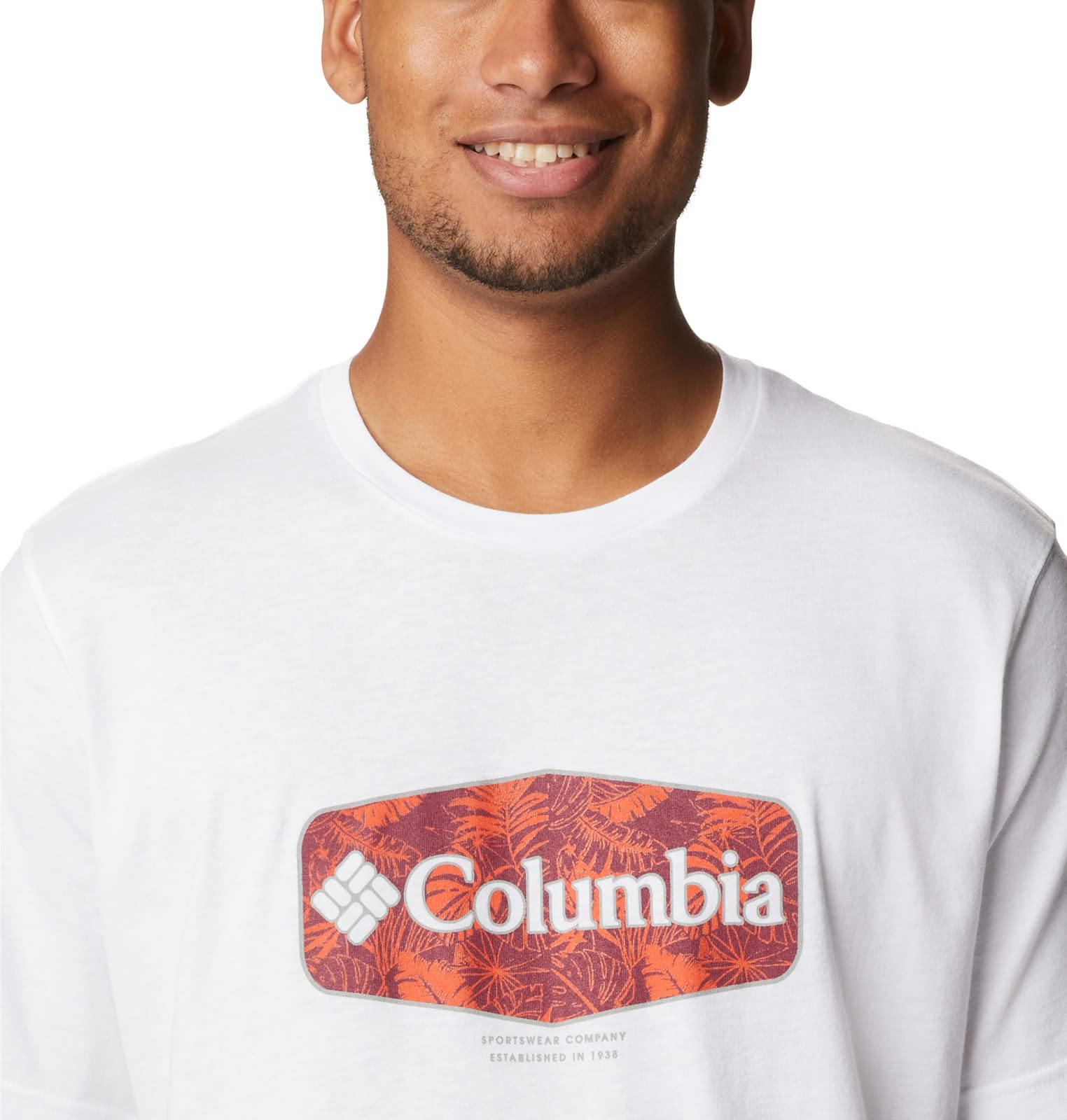 Columbia Men's Thistletown Hills Graphic Short Sleeve, White/Wanderland Graphic, X-Large