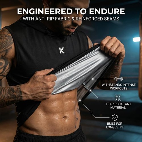 Kewlioo Hooded Sauna Shirt - Heat-Trapping Pullover Sweat Vest for Men | Ideal for Cardio & Exercise