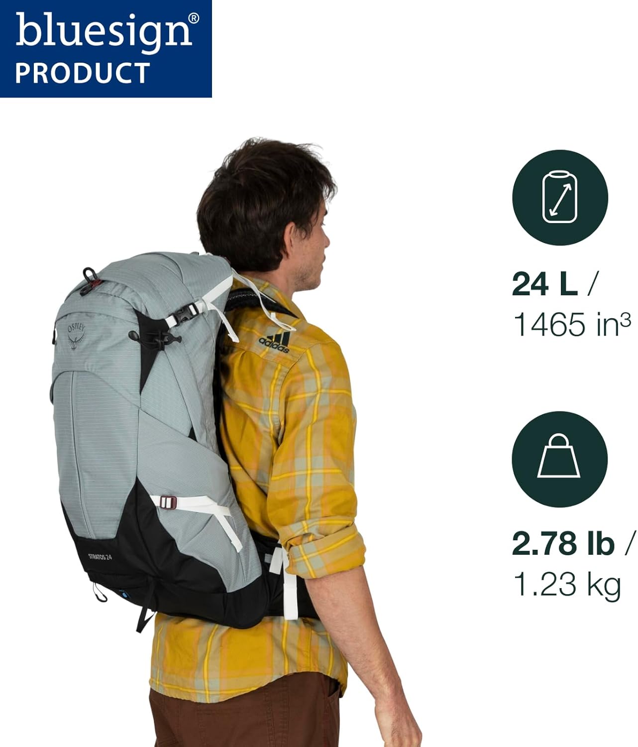 Osprey Stratos 24L Men's Hiking Backpack - Lightweight & Durable in Cetacean Blue