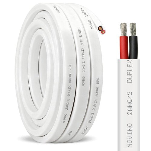 Duplex Marine Wire - 2 Gauge 5ft Tinned Copper Electrical Cable for Boats, RVs & Campers