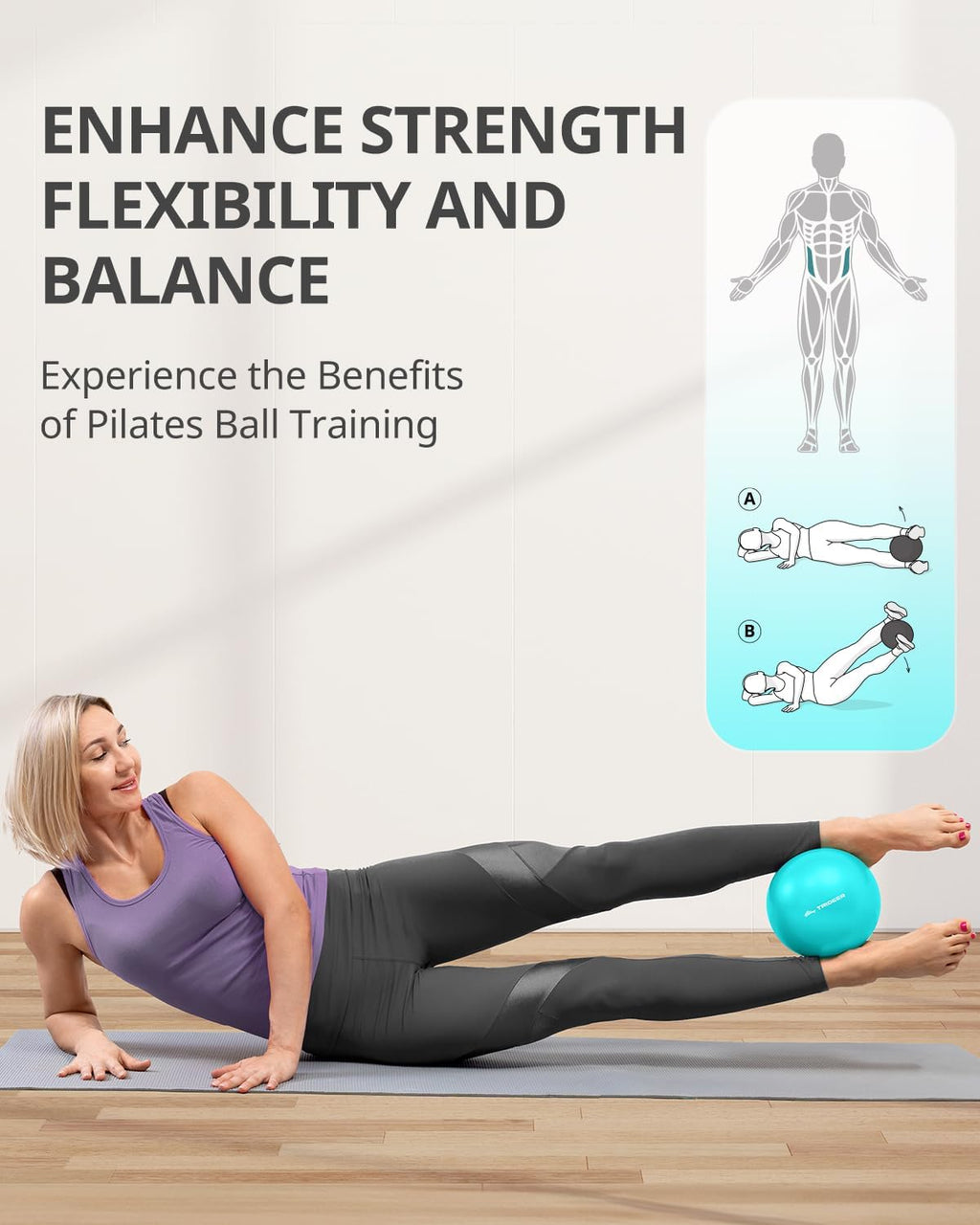 Trideer 9-Inch Pilates Ball - Small Exercise Ball for Yoga, Core Training & Stability