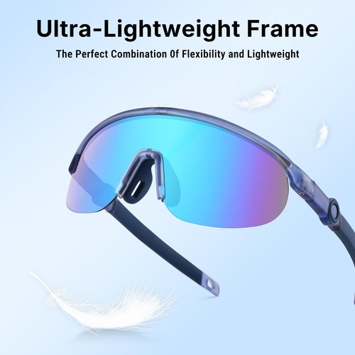 Pro Acme Kids Baseball Sunglasses Youth Sports Sun Glasses Boys Girls Unbreakable Light TR90 Frame for Softball Cycling (Blue/Blue Mirror)