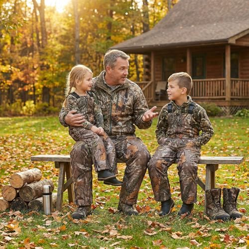NEW VIEW Youth Camo Insulated Hunting Bibs - Small / Camo Leaf, Kids Cold Weather Overalls