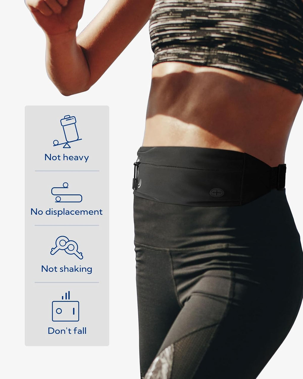 WATERFLY Running Belt - Slim Fanny Pack for Jogging & Fitness | Adjustable Phone Holder in Black