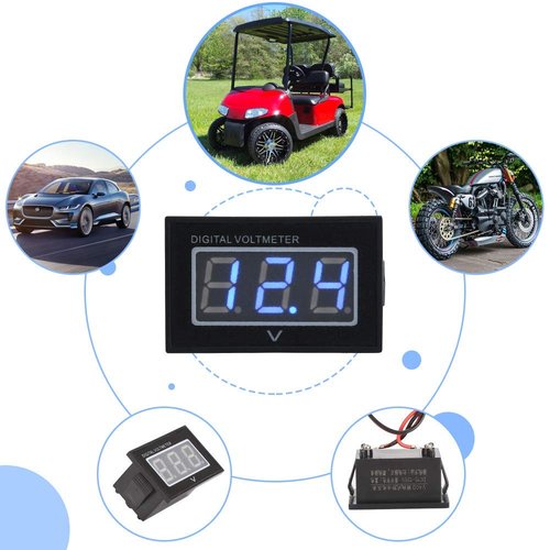 10L0L Golf Cart Voltage Meter,Waterproof Digital Voltmeter Battery Monitor Universal for 12V 24V 36V 48V 60V 72V EZGO Club Car Yamaha and Truck Boat ATV UTV (Voltage Display DC5-120V)