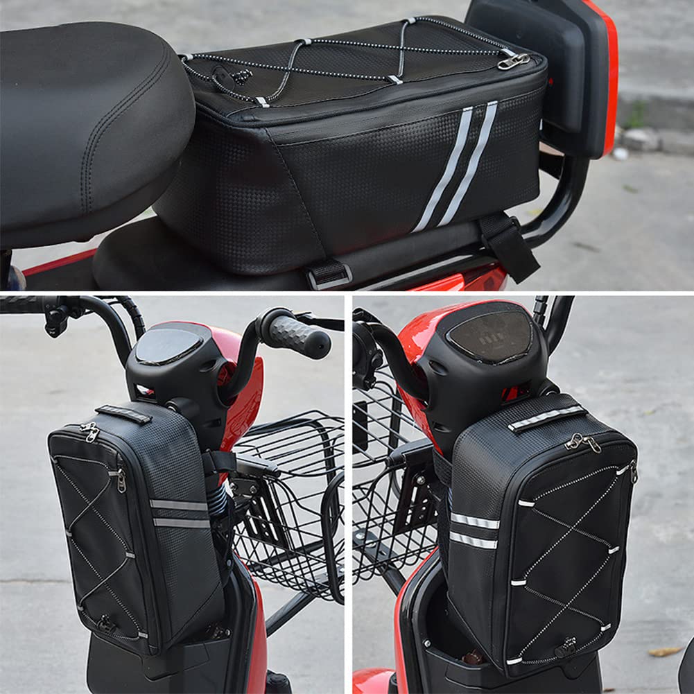 Tookie 8L Rear Carrier Luggage Bike Bag, Waterproof PU Leather Bicycle Rear Seat Cargo Bag Luggage Bike Bag Bicycle Saddle Bag with Rain Cover, Easy to Install