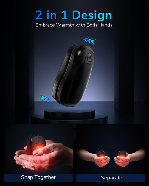 MKG Rechargeable Hand Warmers - 24-Hour Long Lasting, 3 Heat Levels | Portable Pocket Heater for Winter Activities