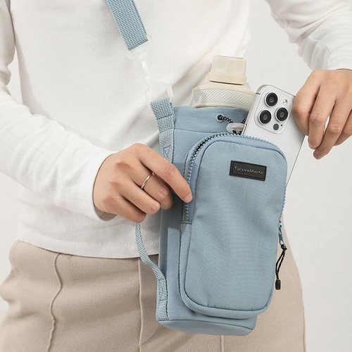 SEPWIK Water Bottle Carrier Bag with Phone Pocket 40oz Water Bottle Holder Pouch with Adjustable Strap for Walking Hiking Camping Gym Scandihome Series