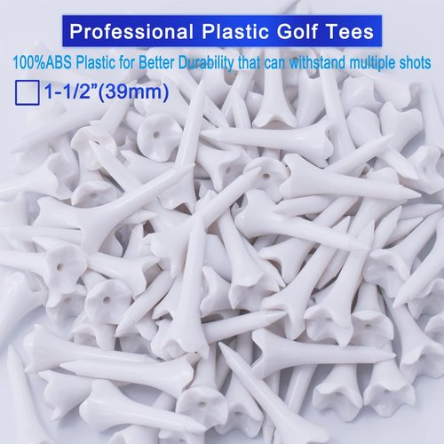 1 1/2 Inch Plastic Golf Tees,Short Tees 120 Pack-4 Prongs with Low Friction Design for Iron,Par Threes,Hybrids and Driving Range,with High Stability and Low-Friction White Golf Tees (120 Pack)
