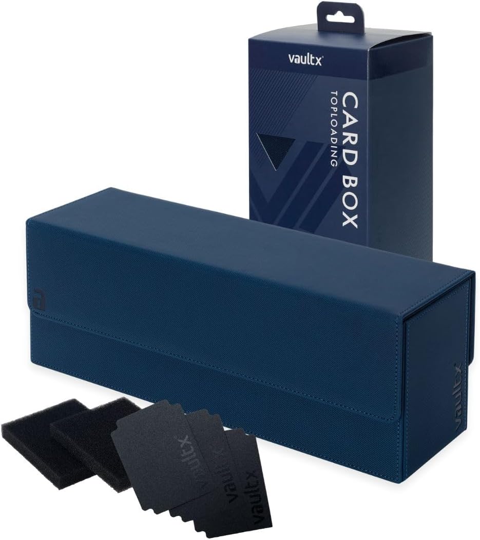 Vault X Trading Card Storage Box - Premium Exo-Tec Material with Magnetic Lid & Dividers | Organize TCG & Sports Cards (Blue)