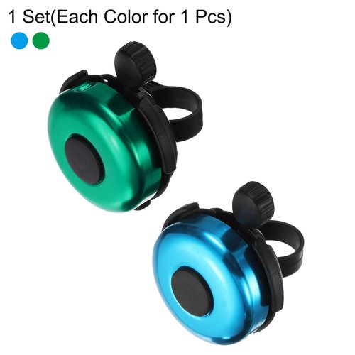 HARFINGTON 2pcs Bike Bell Classic Bicycle Bell with Loud Crisp Clear Sound Bike Ring Bell Aluminum Bike Accessories for Road Adults Children Mountain Bike, Green Blue
