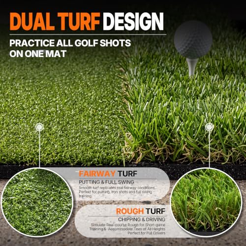 Fanshaw Premium Dual-Turf Golf Mat with Ball Tray & Phone Slot - Green 5x4 ft